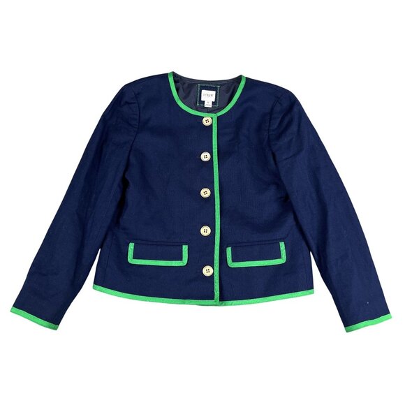 J.Crew Jackets & Blazers - J.Crew Re-Imagined Womens Blue Green Trim Career Blazer Sz 0